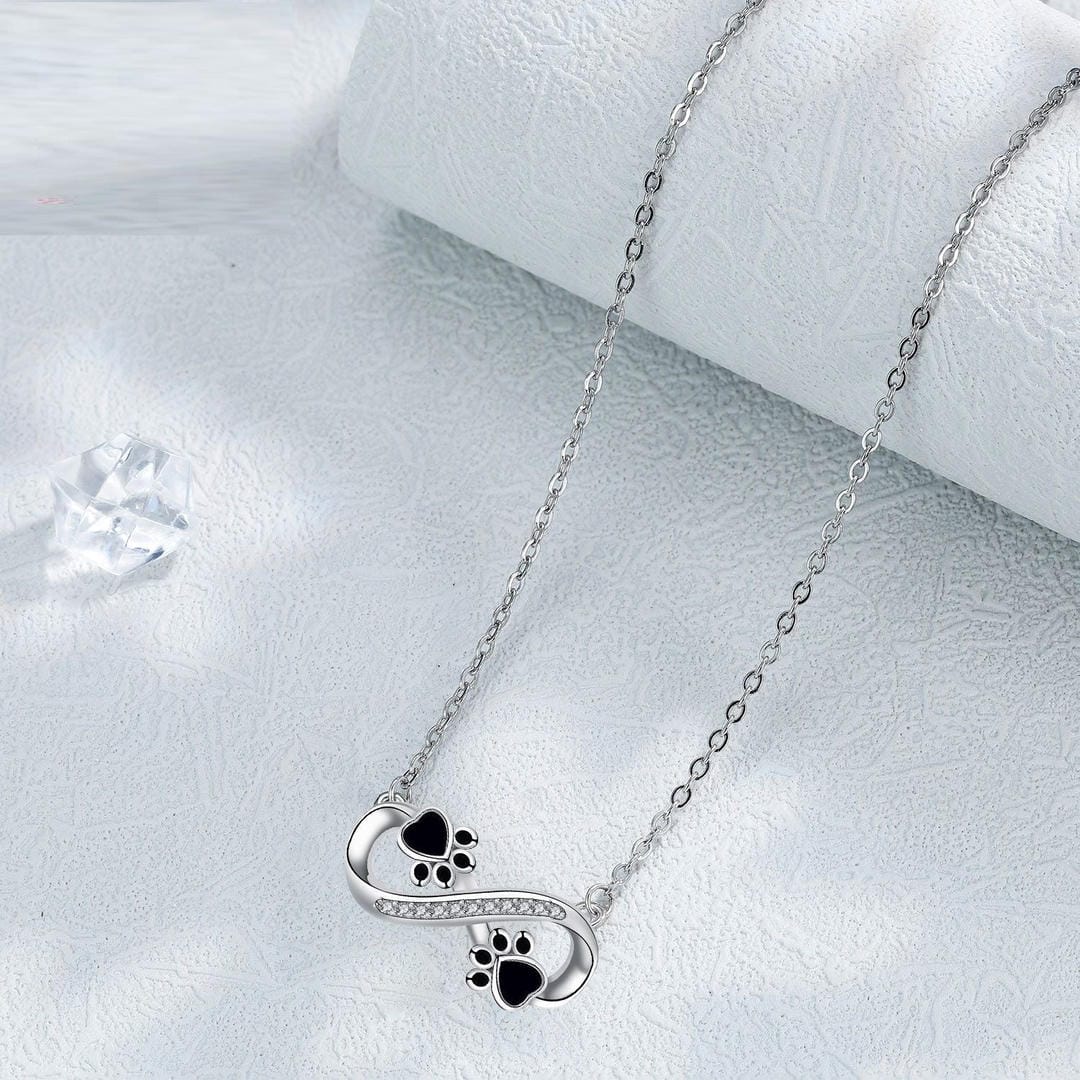 Infinity Paw Print Zirconia Necklace