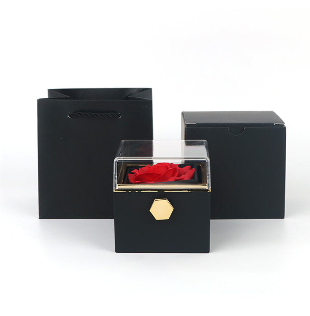 Rose gift box with rotating jewellery drawer