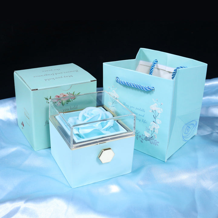 Rose gift box with rotating jewellery drawer