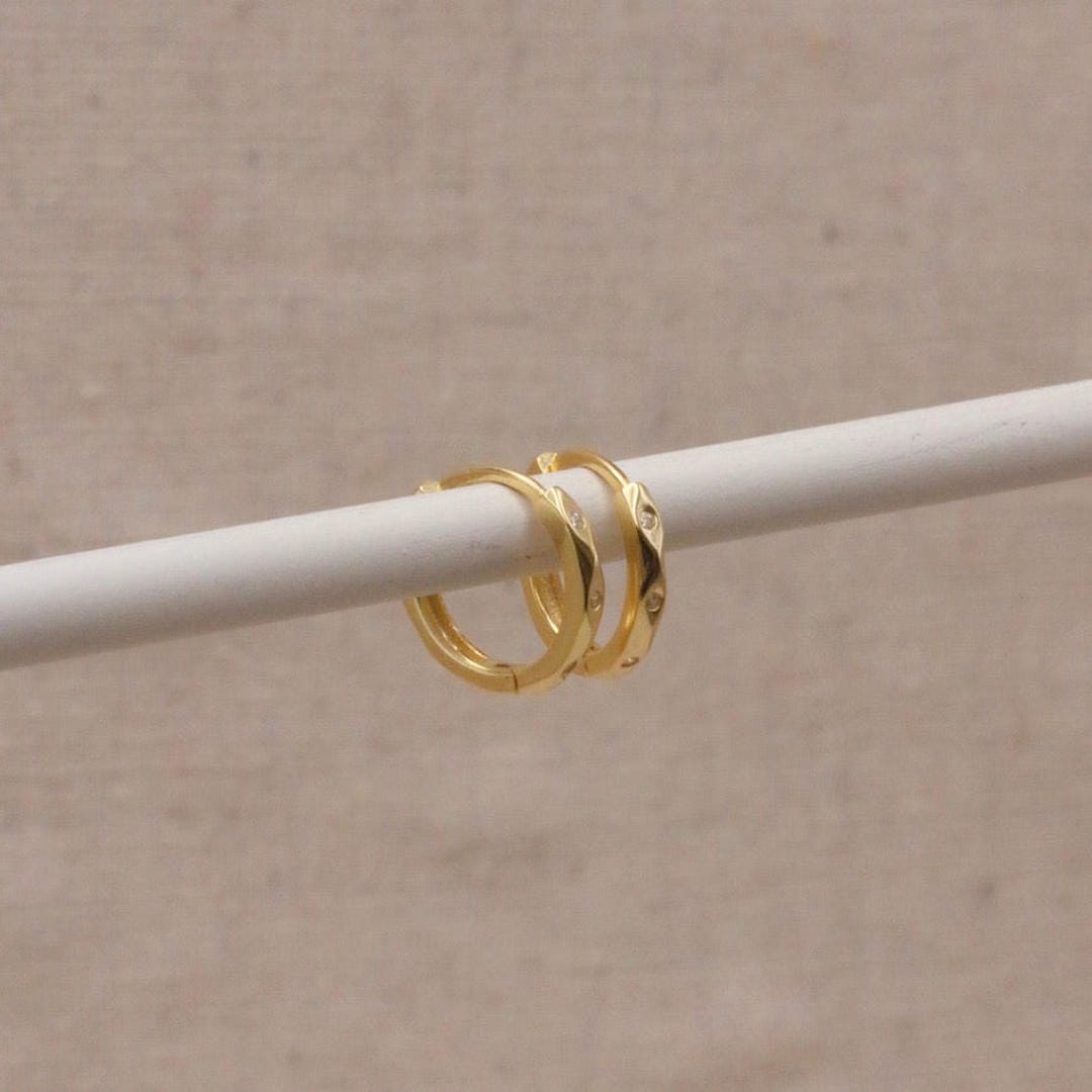 Gold Marquise Huggie Hoops