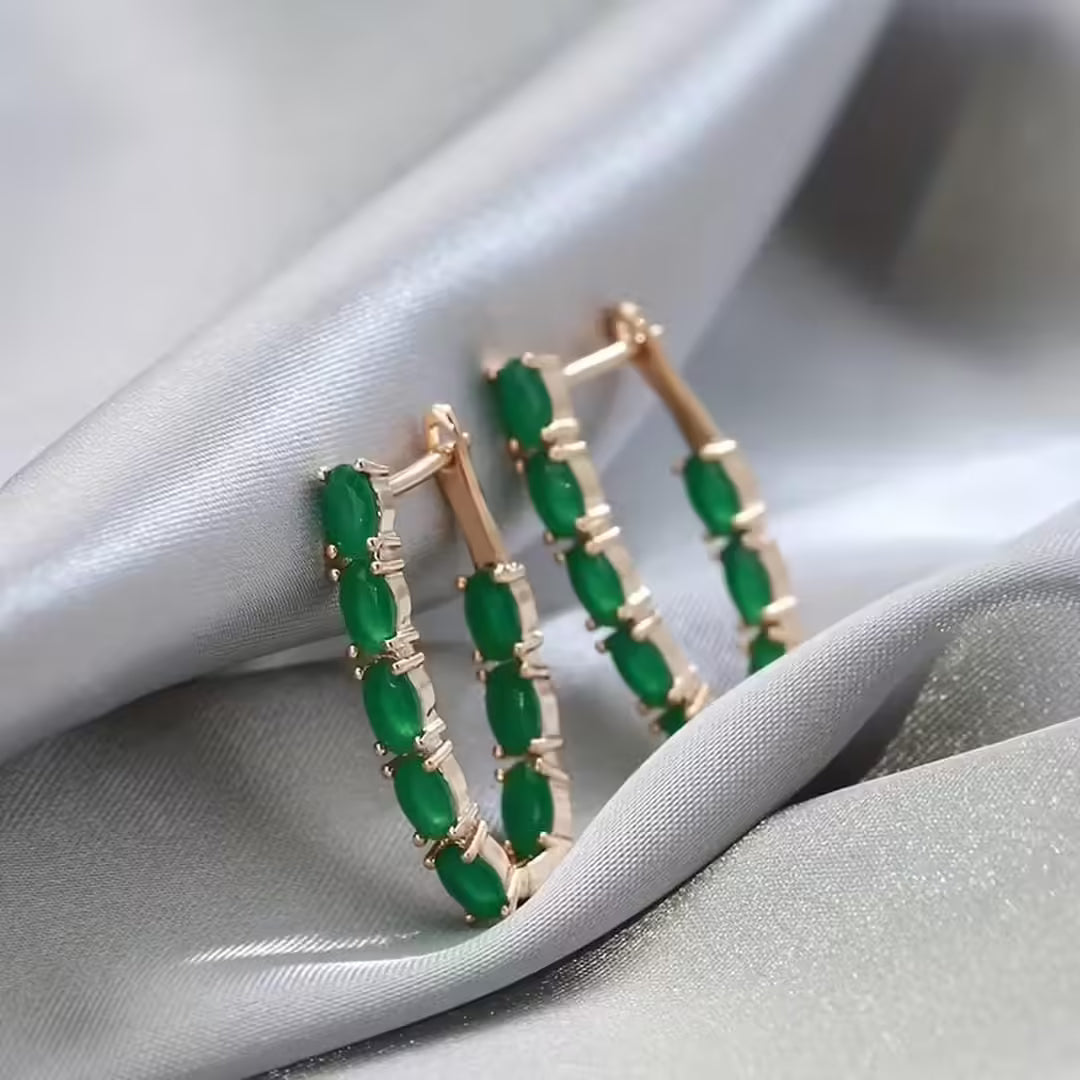 Savannah Hoop Emerald Earrings