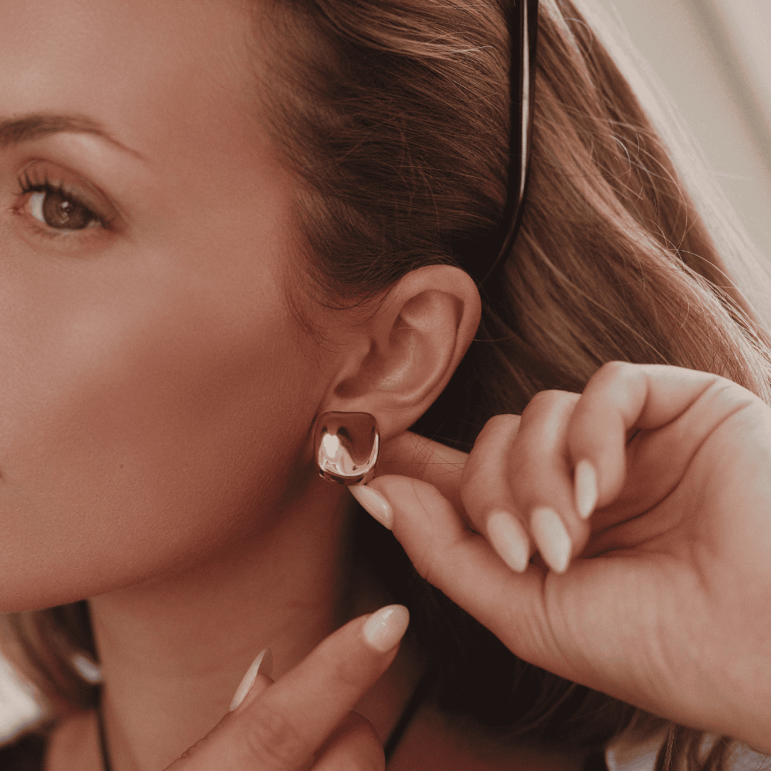 Radiant Gold Rectangular Stud Earrings