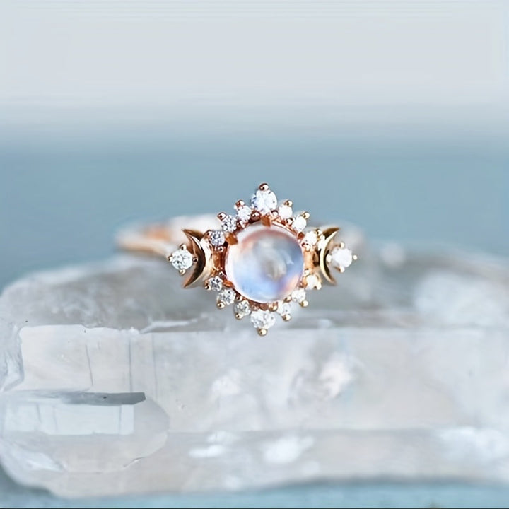 Bohemian Moonstone Sunburst Stacking Ring