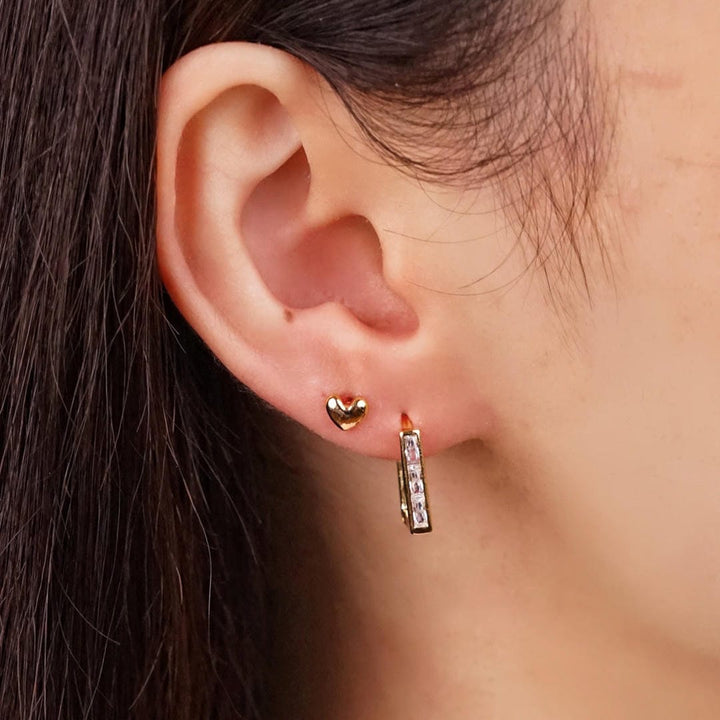 Solid Heart Polished Stud Earrings