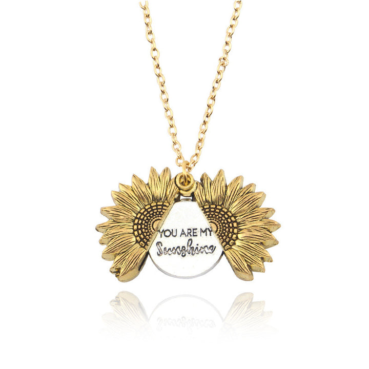 You Are My Sunshine sunflower pendant necklace, optional gift box