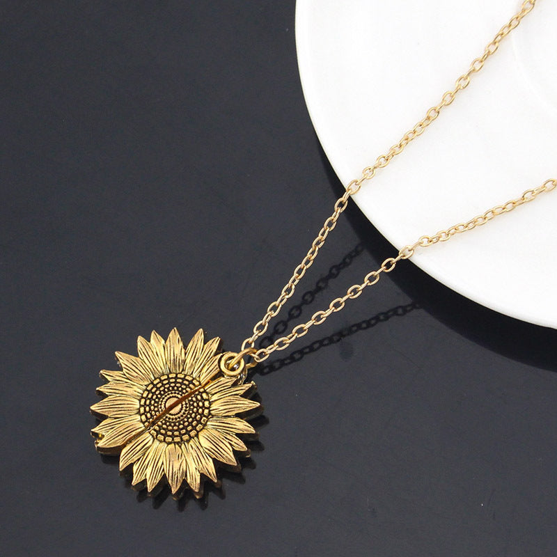 You Are My Sunshine sunflower pendant necklace, optional gift box