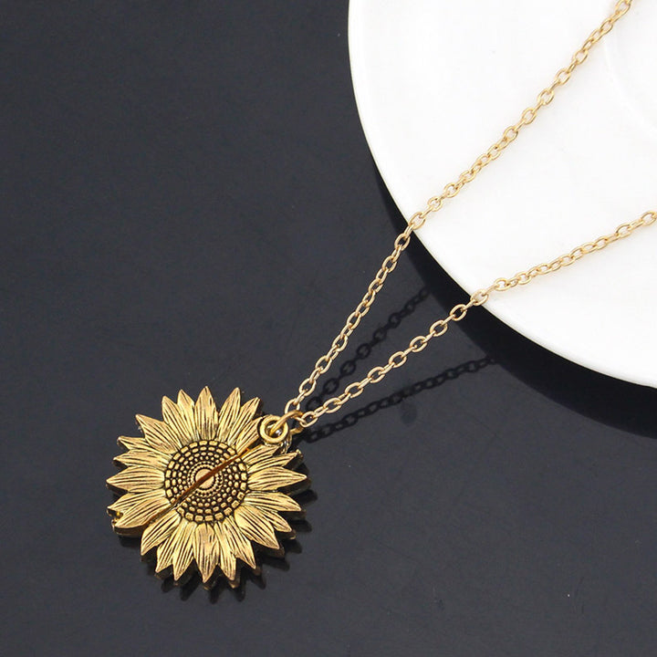 You Are My Sunshine sunflower pendant necklace, optional gift box