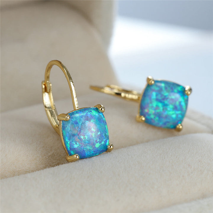 Multicolour Opal Gold Hoop Earrings