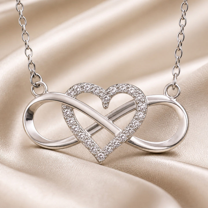 White Gold Infinity Heart Pendant Necklace