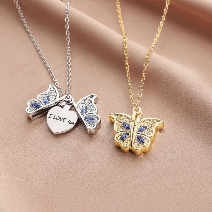 Butterfly Secret Message Pendant Necklace