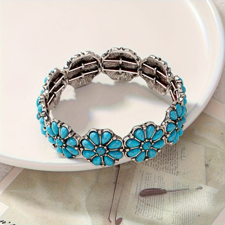 Turquoise Flower Stretch Bracelet