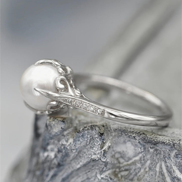 Twisted Fresh Water Pearl Accent Ring
