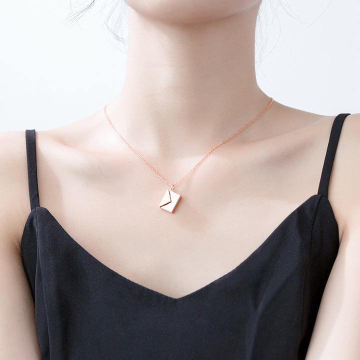 Small envelope locket pendant necklace