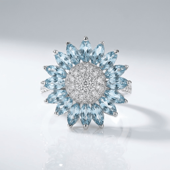 Topaz Flower Silver Ring