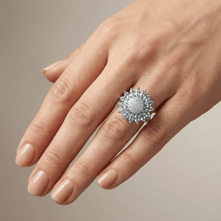 Topaz Flower Silver Ring