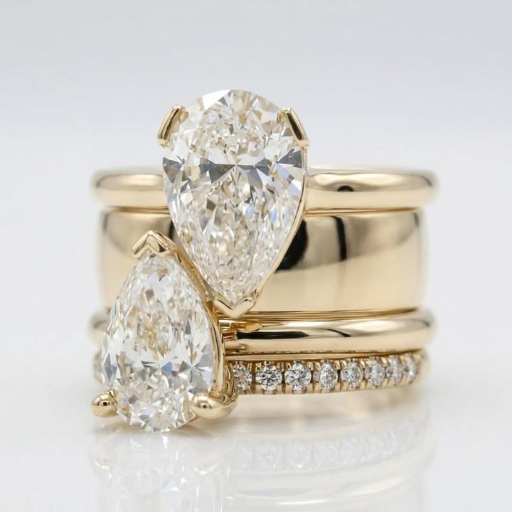 Double Pear Zirconia Ring