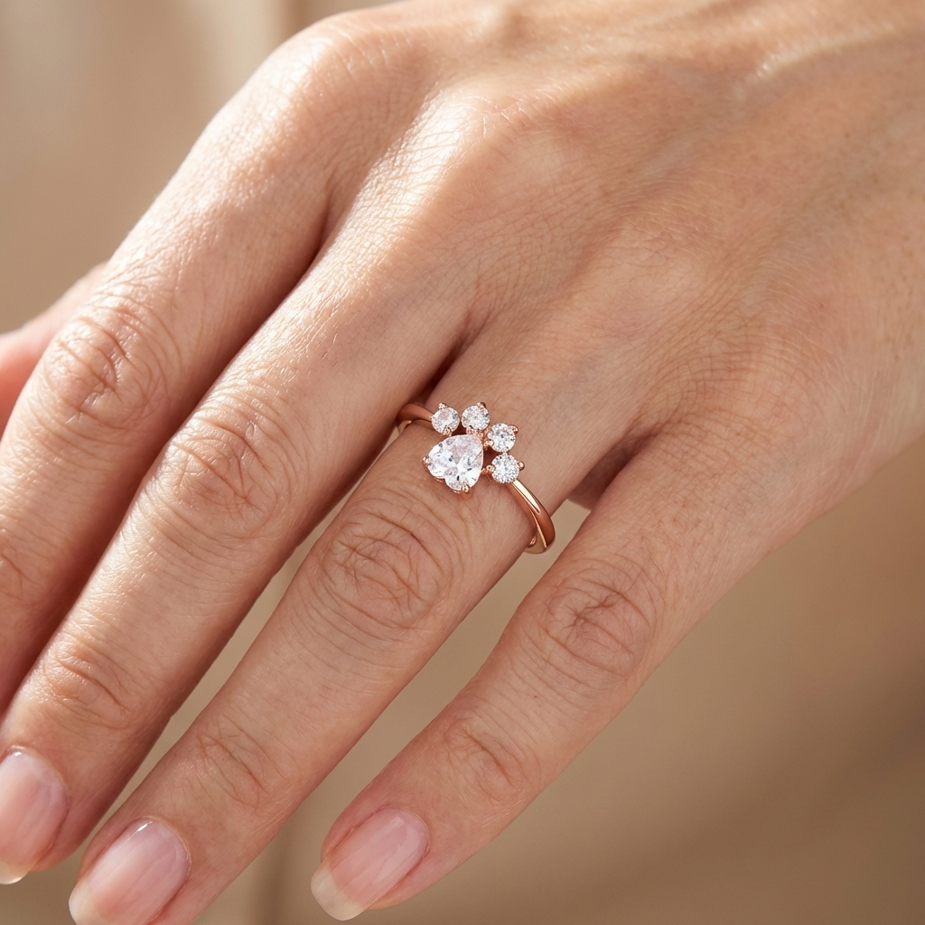 Unique Paw Zirconia Ring