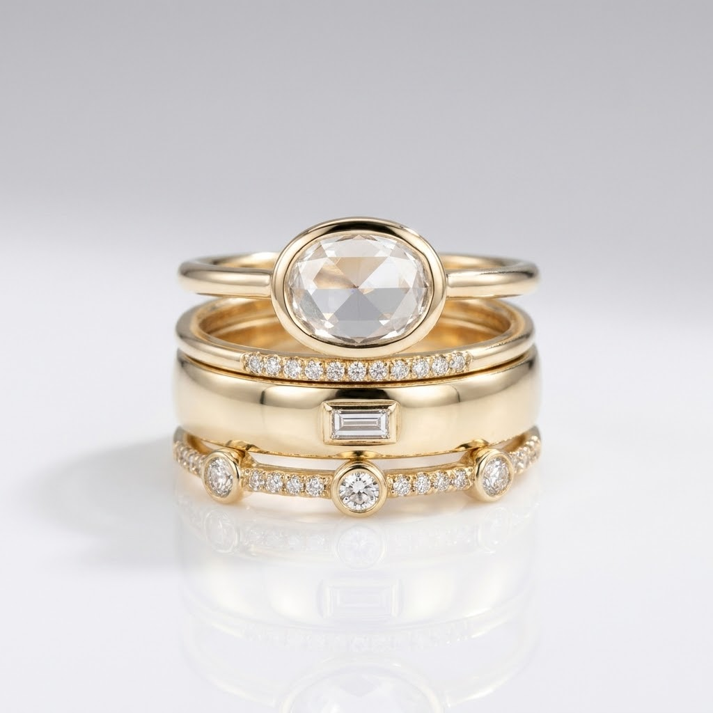 Gold Zirconia Stack Ring