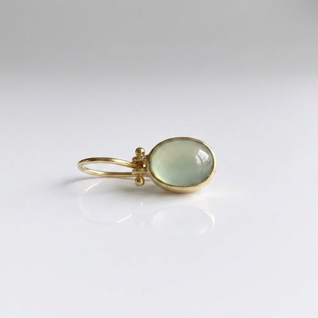 Green Drop Gold Earrings