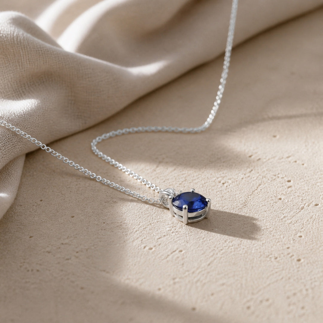 Round Cut Sapphire Necklace
