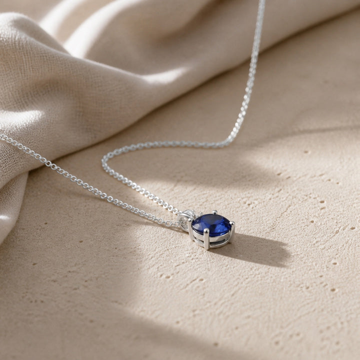 Round Cut Sapphire Necklace