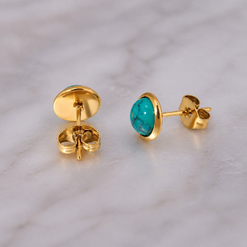 Turquoise Round Stud Earrings