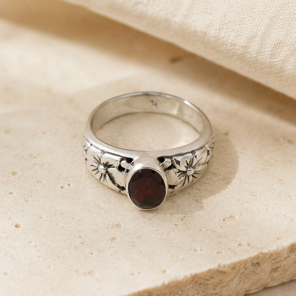 Vintage Crimson Halo Ring
