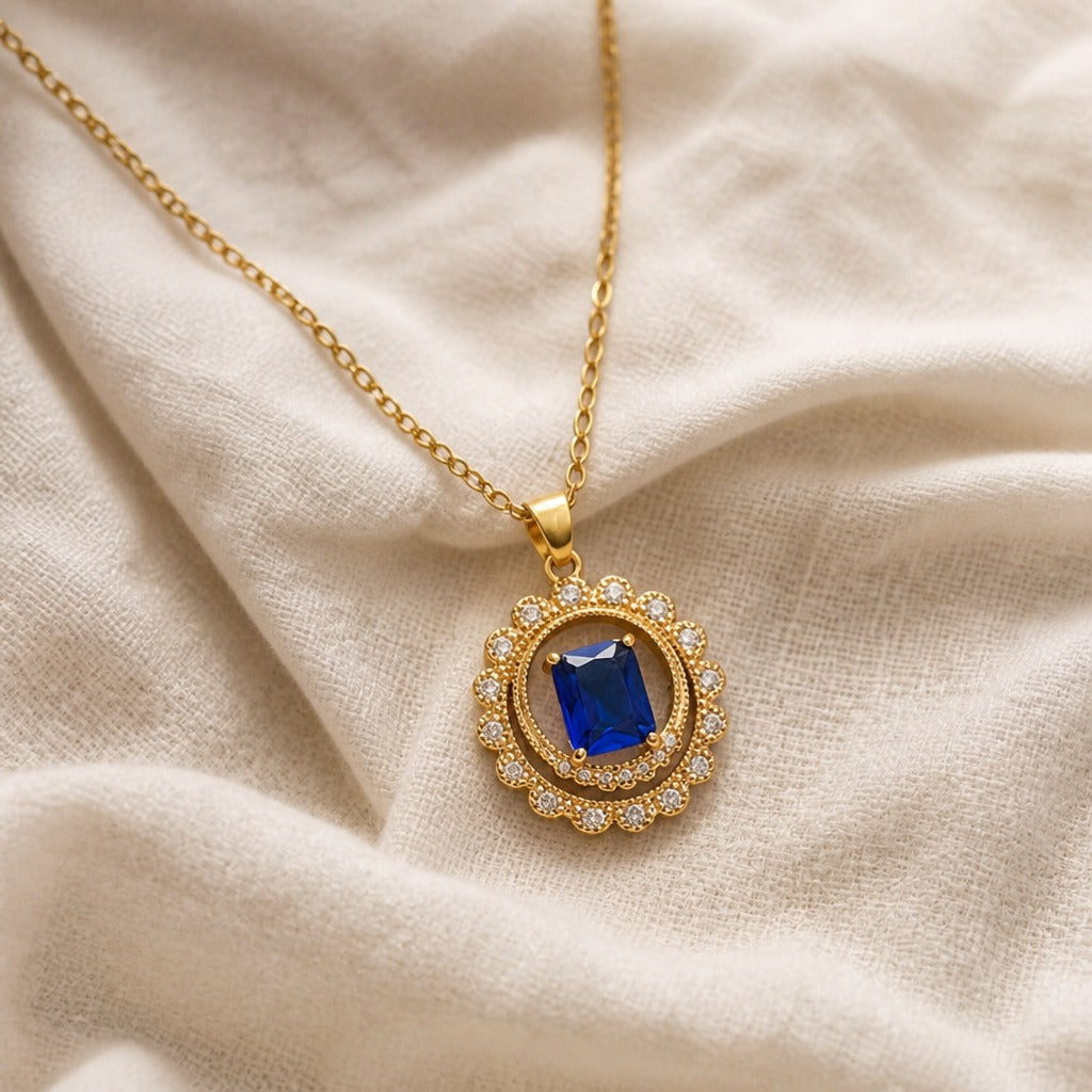 Blue Geometric Pendant Necklace