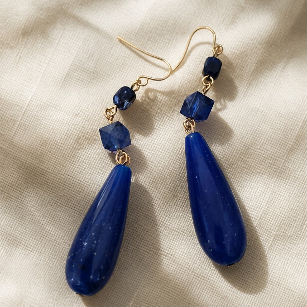 Teardrop Sapphire Gold Earrings