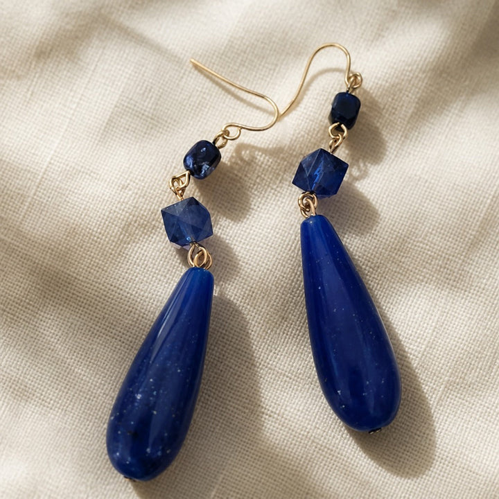 Teardrop Sapphire Gold Earrings