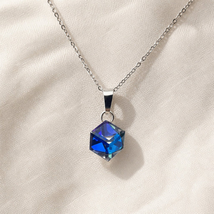 Iconic Crystal Blue Pendant Necklace
