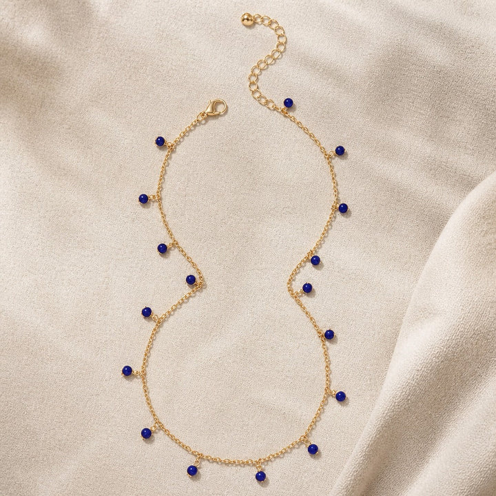 Blue Stones Choker Drop Necklace