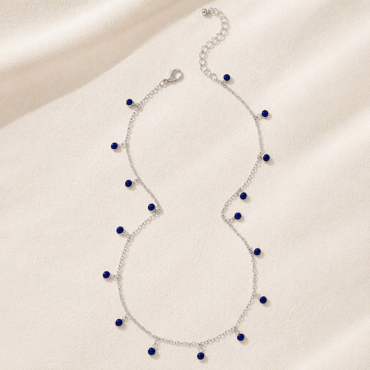 Blue Stones Choker Drop Necklace