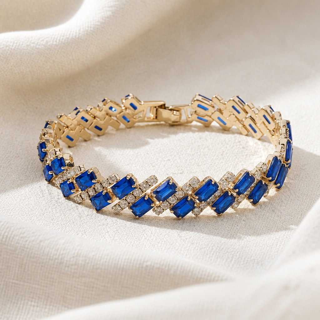 Geometric Sapphire Gold Bracelet