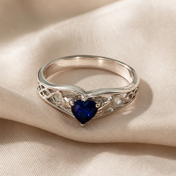 Heart Shaped Blue Silver Ring