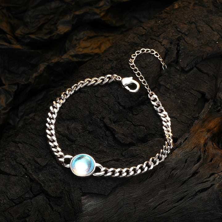 Custom Silver Moonstone Bracelet