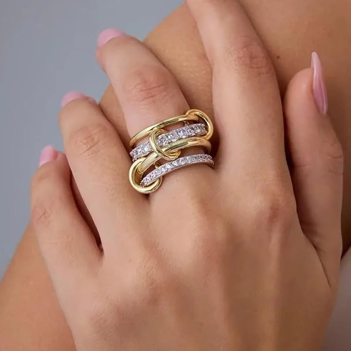 Elegant Calyra Stacked Crystals Ring