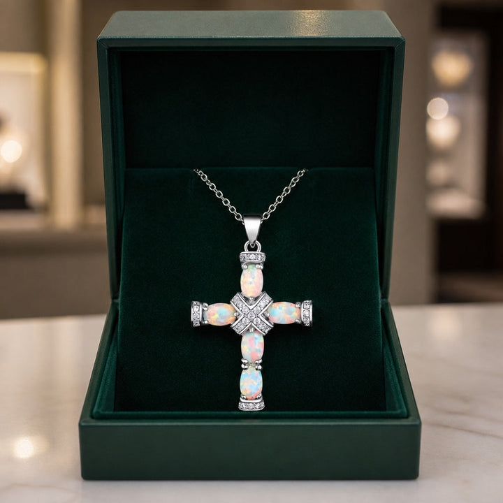 Opal Divine Cross Necklace