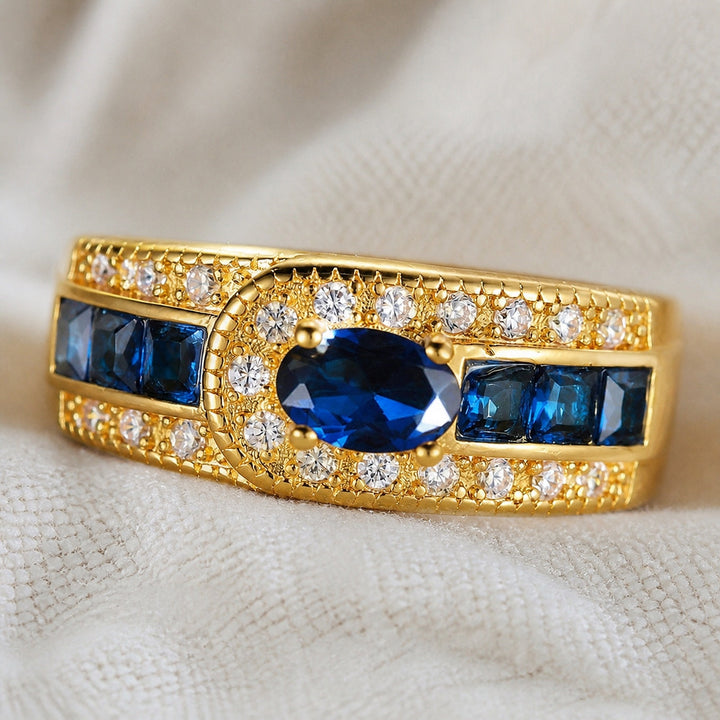 Royal Golden Signet Sapphire Ring