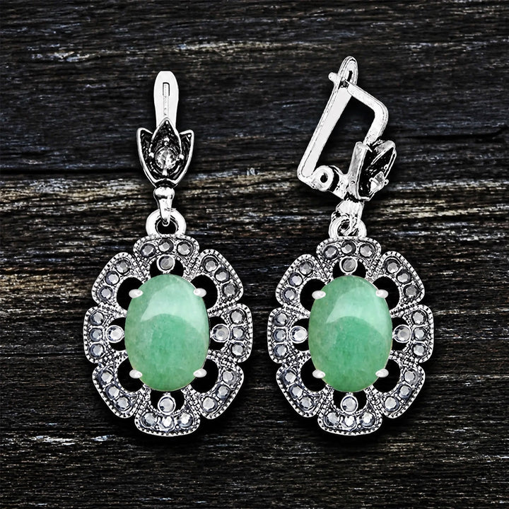 Antique Oval Pearl Petal Earrings