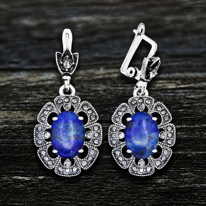 Antique Oval Pearl Petal Earrings