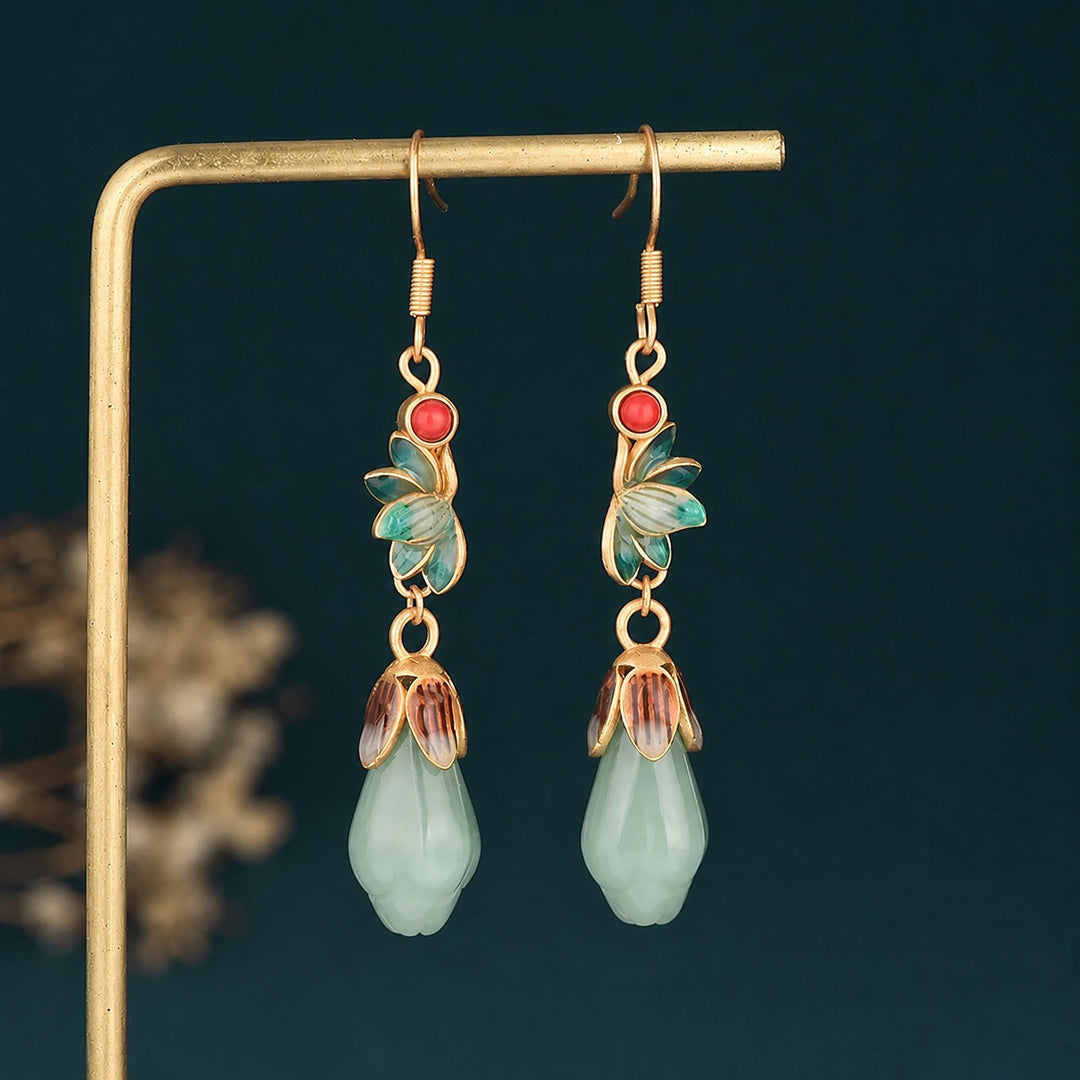 Heavenly Jade Floral Earrings
