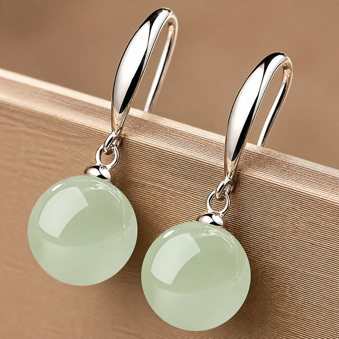 Graceful Jade Orb Earrings