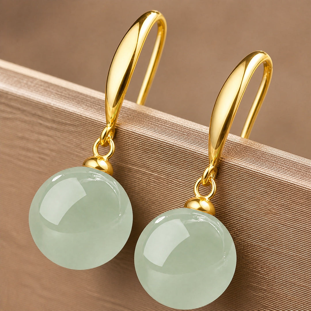 Graceful Jade Orb Earrings