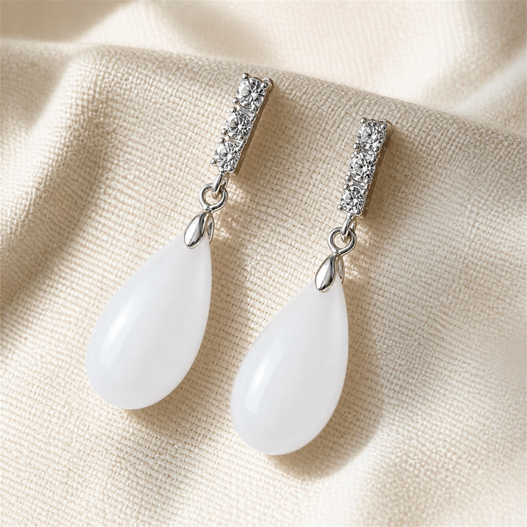 Shimmering Jade Drop Earrings