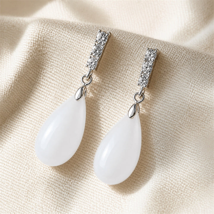 Shimmering Jade Drop Earrings