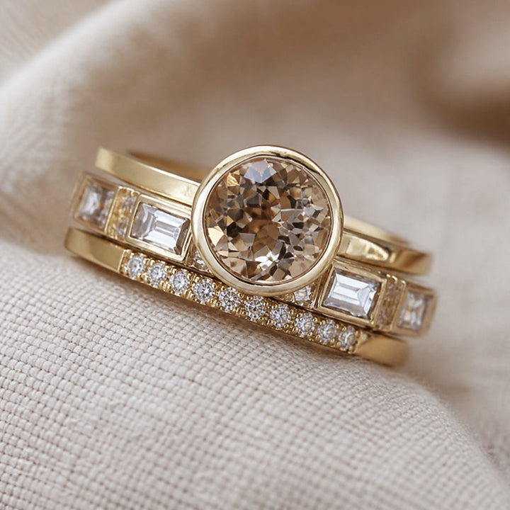 Vintage Ring with Golden Cubic Zirconia