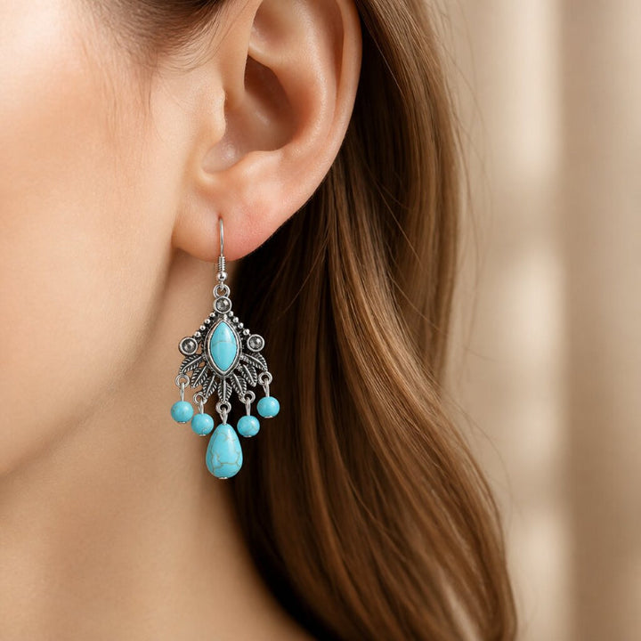 Turquoise Chandelier Tassel Earrings