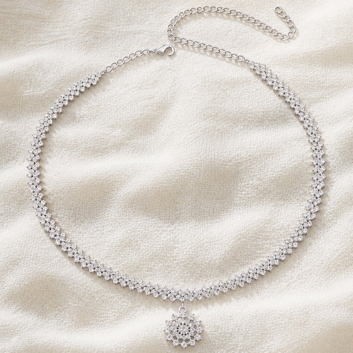 Rhinestone Sun Pendant Necklace