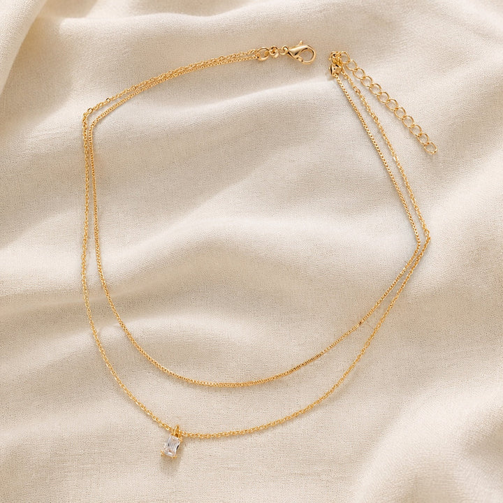 Zirconia Double Layer Necklace